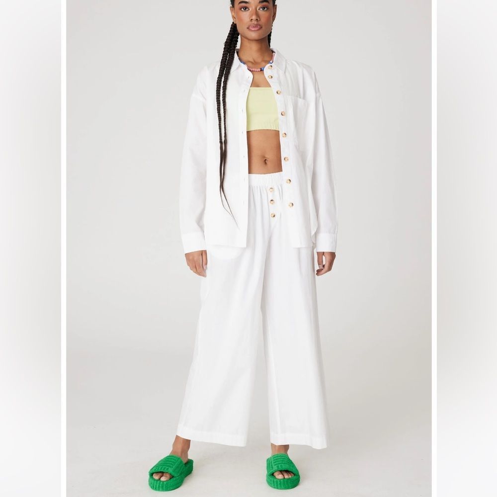Back Beat Co Poplin White Pant and button down set - S
